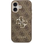 Guess PU Leather 4G Metal Logo Gold Frame kryt pre iPhone 17, hnedý
