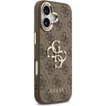 Guess PU Leather 4G Metal Logo Gold Frame kryt pre iPhone 17, hnedý