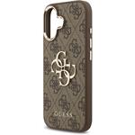 Guess PU Leather 4G Metal Logo Gold Frame kryt pre iPhone 17, hnedý