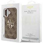 Guess PU Leather 4G Metal Logo Gold Frame kryt pre iPhone 17, hnedý