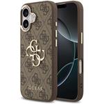 Guess PU Leather 4G Metal Logo Gold Frame kryt pre iPhone 17, hnedý