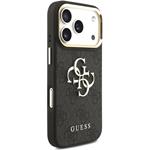 Guess PU Leather 4G Metal Logo Gold Frame kryt pre iPhone 17 Pro, čierny
