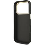 Guess PU Leather 4G Metal Logo Gold Frame kryt pre iPhone 17 Pro, čierny