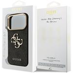 Guess PU Leather 4G Metal Logo Gold Frame kryt pre iPhone 17 Pro, čierny