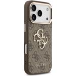 Guess PU Leather 4G Metal Logo Gold Frame kryt pre iPhone 17 Pro, hnedý