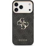 Guess PU Leather 4G Metal Logo Gold Frame kryt pre iPhone 17 Pro Max, čierny