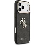 Guess PU Leather 4G Metal Logo Gold Frame kryt pre iPhone 17 Pro Max, čierny