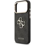 Guess PU Leather 4G Metal Logo Gold Frame kryt pre iPhone 17 Pro Max, čierny