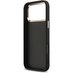 Guess PU Leather 4G Metal Logo Gold Frame kryt pre iPhone 17 Pro Max, čierny