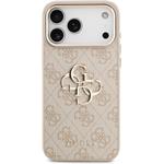 Guess PU Leather 4G Metal Logo Gold Frame kryt pre iPhone 17 Pro Max, ružový