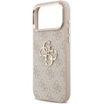 Guess PU Leather 4G Metal Logo Gold Frame kryt pre iPhone 17 Pro Max, ružový