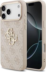Guess PU Leather 4G Metal Logo Gold Frame kryt pre iPhone 17 Pro Max, ružový