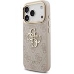 Guess PU Leather 4G Metal Logo Gold Frame kryt pre iPhone 17 Pro, ružový