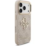 Guess PU Leather 4G Metal Logo Gold Frame kryt pre iPhone 17 Pro, ružový