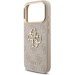 Guess PU Leather 4G Metal Logo Gold Frame kryt pre iPhone 17 Pro, ružový