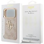Guess PU Leather 4G Metal Logo Gold Frame kryt pre iPhone 17 Pro, ružový