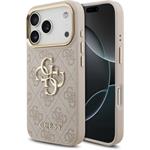 Guess PU Leather 4G Metal Logo Gold Frame kryt pre iPhone 17 Pro, ružový