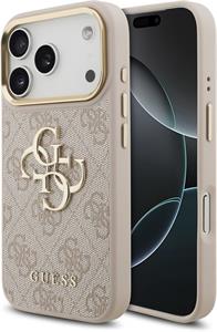 Guess PU Leather 4G Metal Logo Gold Frame kryt pre iPhone 17 Pro, ružový
