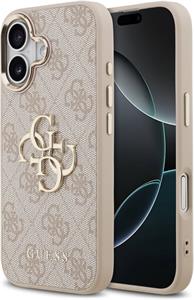 Guess PU Leather 4G Metal Logo Gold Frame kryt pre iPhone 17, ružový