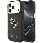 Guess PU Leather 4G Metal Logo Gold Frame kryt pre iPhone 18 Pro, čierny