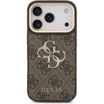Guess PU Leather 4G Metal Logo Gold Frame kryt pre iPhone 18 Pro, hnedý