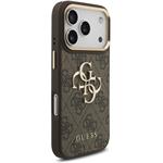 Guess PU Leather 4G Metal Logo Gold Frame kryt pre iPhone 18 Pro, hnedý