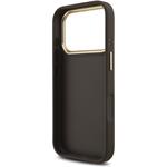 Guess PU Leather 4G Metal Logo Gold Frame kryt pre iPhone 18 Pro, hnedý