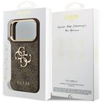 Guess PU Leather 4G Metal Logo Gold Frame kryt pre iPhone 18 Pro, hnedý