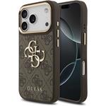 Guess PU Leather 4G Metal Logo Gold Frame kryt pre iPhone 18 Pro, hnedý