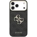 Guess PU Leather 4G Metal Logo Gold Frame kryt pre iPhone 18 Pro Max, čierny