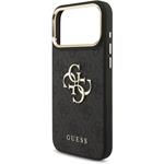 Guess PU Leather 4G Metal Logo Gold Frame kryt pre iPhone 18 Pro Max, čierny