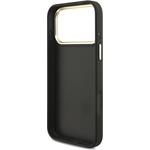 Guess PU Leather 4G Metal Logo Gold Frame kryt pre iPhone 18 Pro Max, čierny