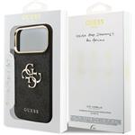 Guess PU Leather 4G Metal Logo Gold Frame kryt pre iPhone 18 Pro Max, čierny
