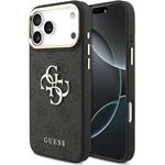 Guess PU Leather 4G Metal Logo Gold Frame kryt pre iPhone 18 Pro Max, čierny