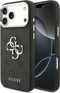 Guess PU Leather 4G Metal Logo Gold Frame kryt pre iPhone 18 Pro Max, čierny