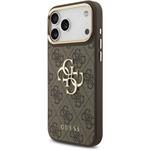 Guess PU Leather 4G Metal Logo Gold Frame kryt pre iPhone 18 Pro Max, hnedý