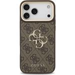 Guess PU Leather 4G Metal Logo Gold Frame kryt pre iPhone 18 Pro Max, hnedý