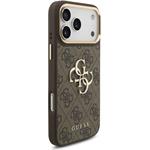 Guess PU Leather 4G Metal Logo Gold Frame kryt pre iPhone 18 Pro Max, hnedý