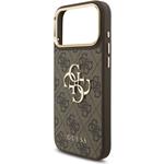 Guess PU Leather 4G Metal Logo Gold Frame kryt pre iPhone 18 Pro Max, hnedý