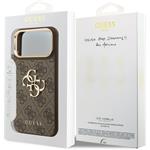 Guess PU Leather 4G Metal Logo Gold Frame kryt pre iPhone 18 Pro Max, hnedý