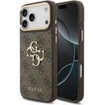 Guess PU Leather 4G Metal Logo Gold Frame kryt pre iPhone 18 Pro Max, hnedý