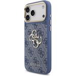 Guess PU Leather 4G Metal Logo Gold Frame kryt pre iPhone 18 Pro Max, modrý