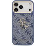 Guess PU Leather 4G Metal Logo Gold Frame kryt pre iPhone 18 Pro Max, modrý