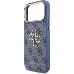 Guess PU Leather 4G Metal Logo Gold Frame kryt pre iPhone 18 Pro Max, modrý
