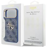 Guess PU Leather 4G Metal Logo Gold Frame kryt pre iPhone 18 Pro Max, modrý