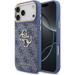Guess PU Leather 4G Metal Logo Gold Frame kryt pre iPhone 18 Pro Max, modrý