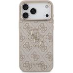Guess PU Leather 4G Metal Logo Gold Frame kryt pre iPhone 18 Pro Max, ružový