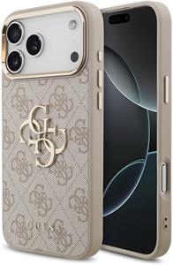 Guess PU Leather 4G Metal Logo Gold Frame kryt pre iPhone 18 Pro Max, ružový