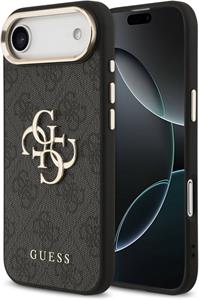 Guess PU Leather 4G Metal Logo Gold Frame kryt pre iPhone Air, čierny