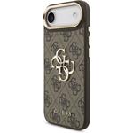 Guess PU Leather 4G Metal Logo Gold Frame kryt pre iPhone Air, hnedý